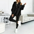 thumbnail image 3 of Women's Three Piece Tracksuit Set - Hoodie Vest Sweatpants Solid Color Outfit - Polyester Cotton Blend, Medium Thickness, Casual Sports Style for All Occasions, 3 of 8