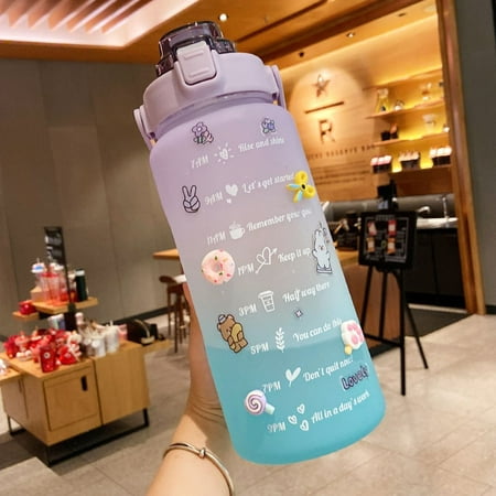 

2000ml Large Capacity Portable Travel Kettle With Time Marker Sports Water Bottle Fitness Bike Cup Straw Cup Water Jug COLOR 4