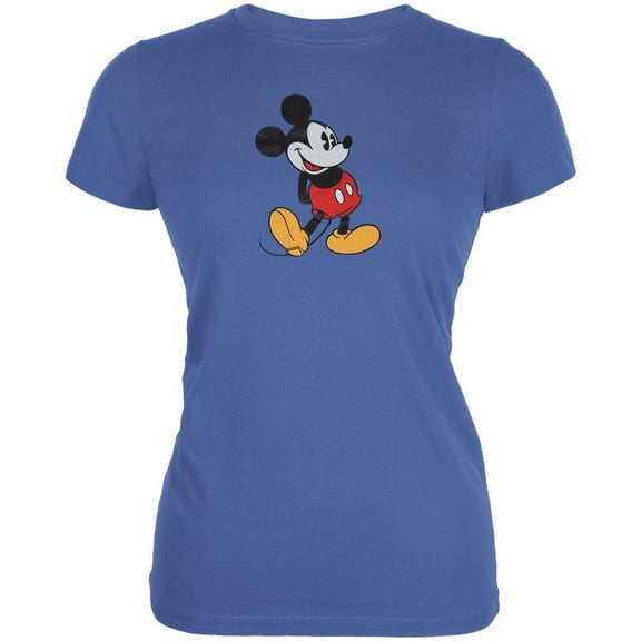 Mickey Mouse - Standing Juniors Blue T-Shirt - Large