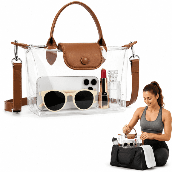 Clear Bag for Stadium Events Small Clear Crossbody Bag, Stadium Approved Clear Purse for Stadium Events, Clear Stadium Bags for Women Clear Concert Bag Multi-Purpose Clear Tote Bag Stadium Approved f
