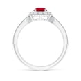 thumbnail image 2 of ANGARA Natural Vintage Inspired Ruby Milgrain Ring with Diamond Halo in 14K White Gold for Women (Size-5mm) | July Birthstone Jewelry for Her | Natural Ruby Rings, 2 of 10
