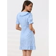thumbnail image 4 of DARING DIVA Gingham Print Ruffled Doll Collar Puff Sleeve Mini Dress XL Light Blue, 4 of 6