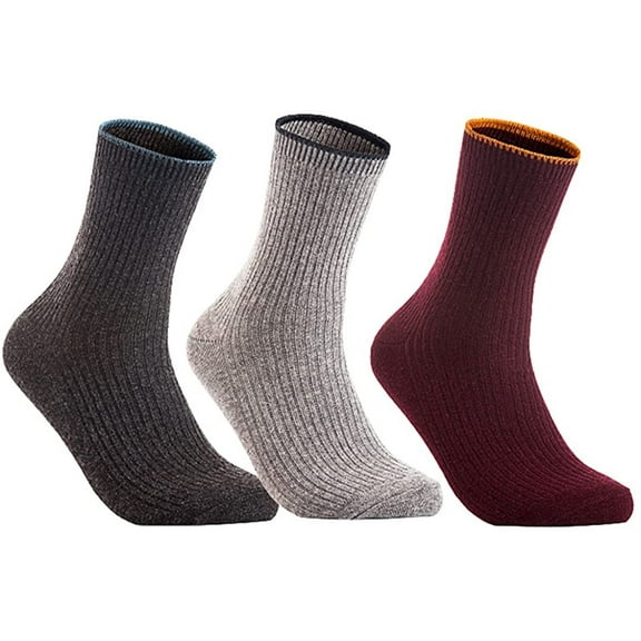 Lian LifeStyle Women's 3 Pairs Cute & Comfortable Wool Crew Socks Size 6-9 HR1612, Color DarkGrey, Grey, Wine
