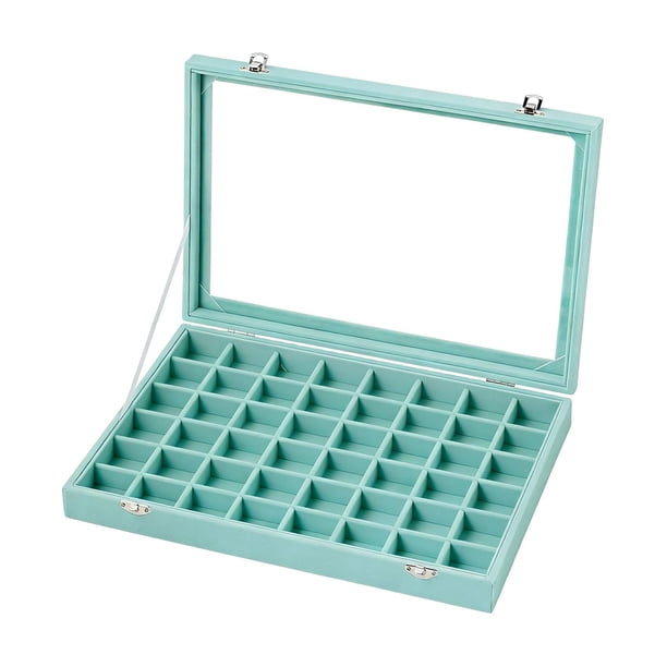Organizador de joyas portátil y versátil con 48 compartimentos. Contenedor para regalos. Azul