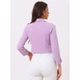 thumbnail image 4 of DARING DIVA Women's Notched Lapel Ruched Sleeve Crop Blazer XS Light Purple, 4 of 6