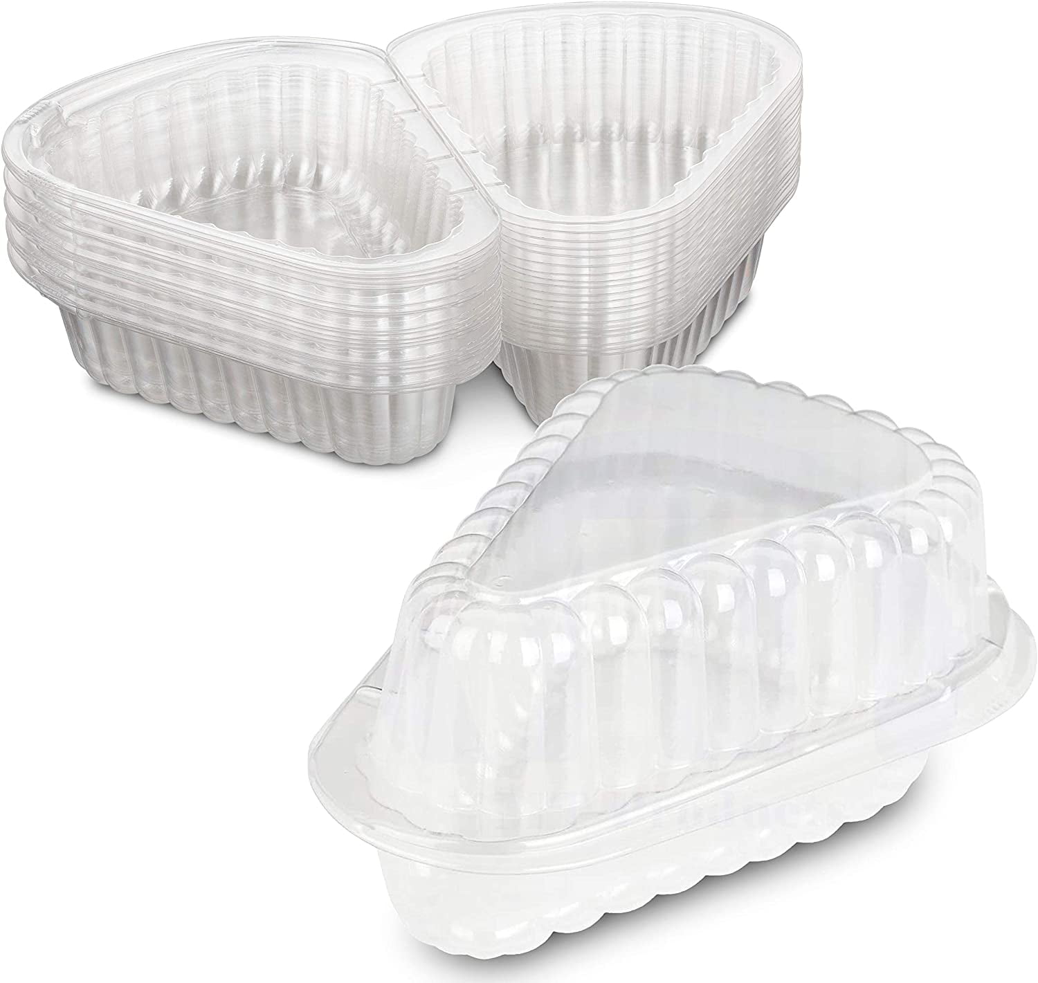 MT Products 4.90” x 4.75” x 2” Plastic Cake Slice Container - Pack of 20