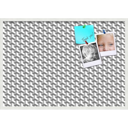 PinPix 40x28 Custom Cork Bulletin Board Baus Grey White Poster Board Has a Fabric Style Canvas Finish Framed in Baus Grey White by ArtToFrames (PinPix-1514)