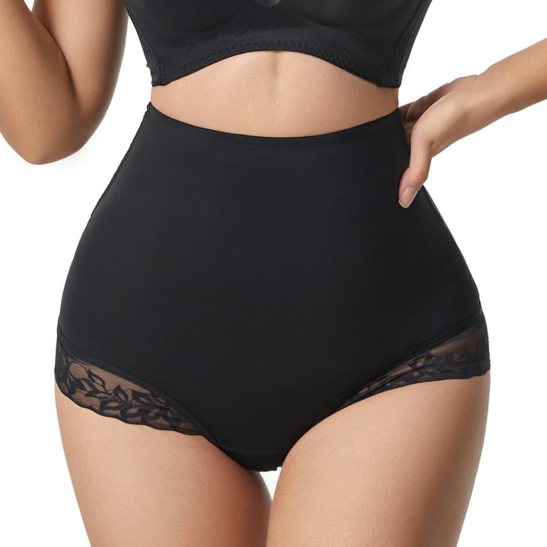 Homgro Women's Mesh Shapewear Briefer Tummy Control Body Shaper Shorts  Underwear Panties Hip Dip Enhancer Lace High Waisted Black Small 