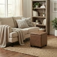 thumbnail image 2 of LEDREM Storage Ottoman with Hinged Lid, 14-Gallon Footrest Stool with Solid Wood Frame, 660lb Capacity for Living Room, Bedroom, Coffee Brown, 2 of 11