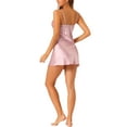 thumbnail image 3 of INSPIRE CHIC Women's Satin Nightgown Sleeveless Backless Cami Sleepwear Mini Pajamas with Breast Pads M Pink, 3 of 6