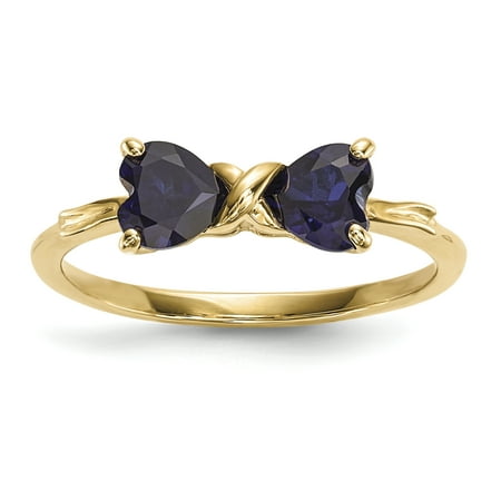 Cut Best Yellow Sapphire - 14k Yellow Gold Created Sapphire Bow Band Ring Size 7.00 Birthstone September Set Style