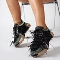 thumbnail image 6 of Pandaie Womens Lace Fashion Sneakers Rhinestone Butterfly Tassel Platform Walking Running Tennis Shoes for Casual Dressy (Black,6), 6 of 8