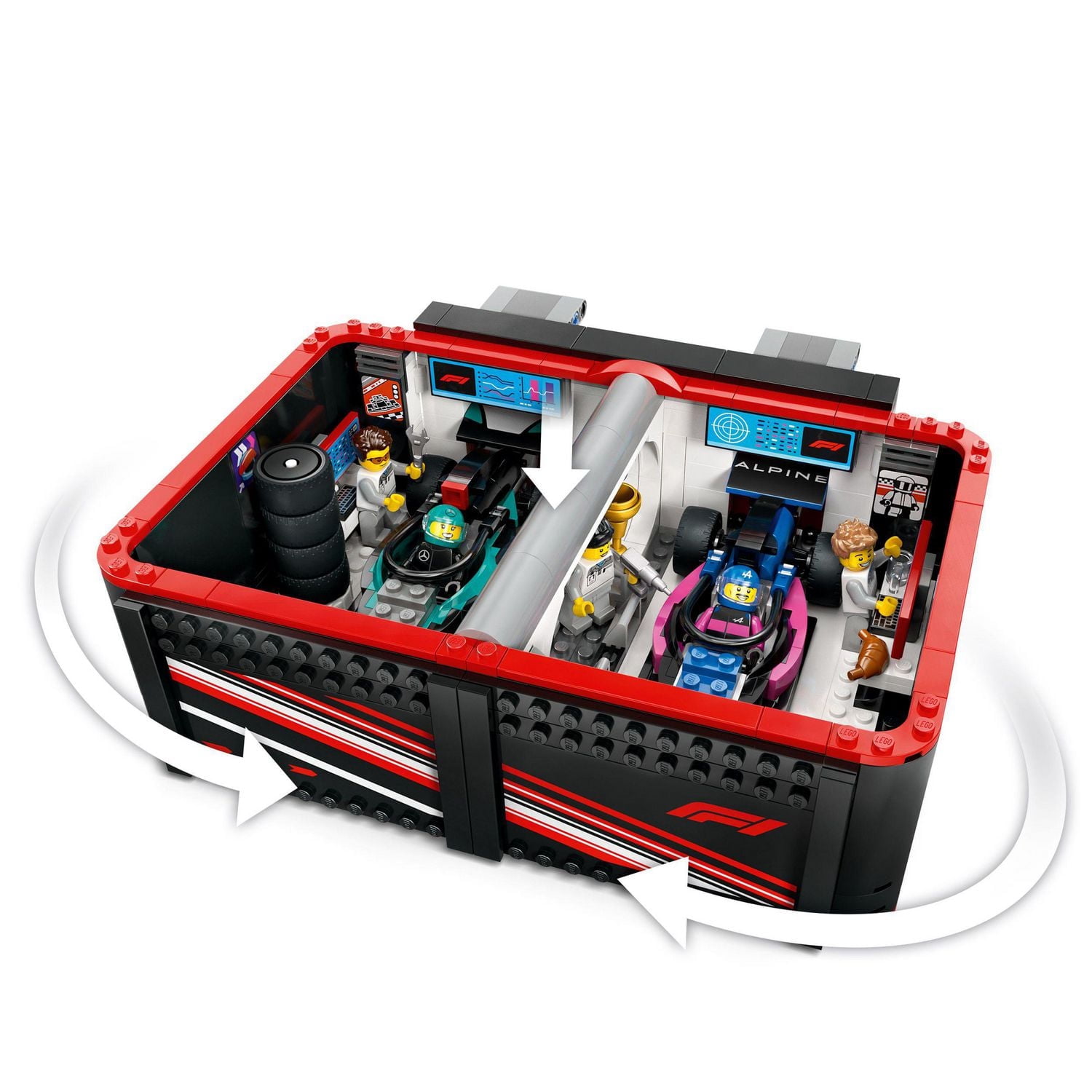 LEGO City F1 Garage & Mercedes-AMG & Alpine Cars Toy - Model Race Car Building Toy and Portable Playset for Kids, Boys and Girls, Ages 7+ - F1 Collectible for Fans - Gift Idea for Birthdays - 60444, Includes 678 Pieces, Ages 7+