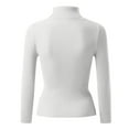 thumbnail image 6 of Mock Turtle Necks Tops for Women Long Sleeve Ribbed Shirts Thermal Slim Fit Lightweight Undershirts，White M, 6 of 6