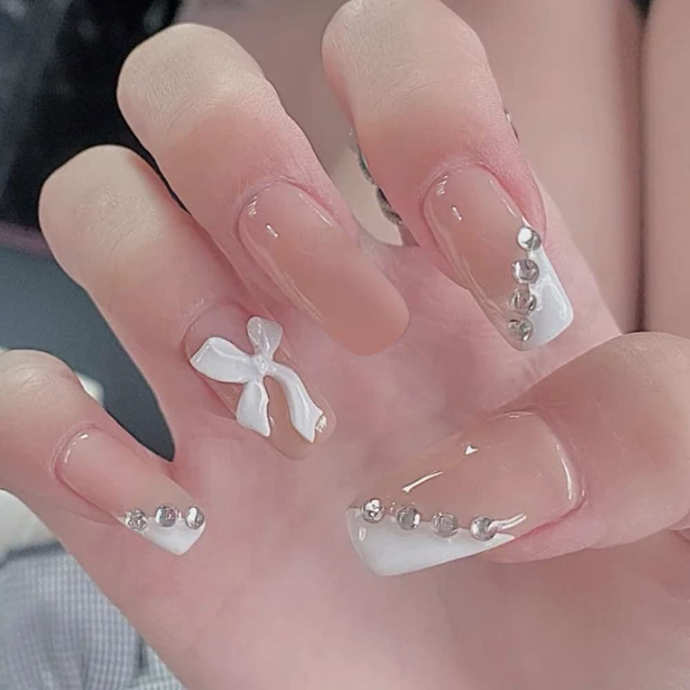 KSCD French Fake Nails Luxury Long Press on Rhinestone Nails White Square Acrylic False Nails With Glue Sticker Prom Women's Nails 3D Bow False Nail - Tips 24 pcs French Bow | Walmart Canada KSCD French Fake Nails Luxury Long Press on Rhinestone Nails White Square Acrylic False Nails With Glue Sticker Prom Women's Nails 3D Bow False Nail - Tips 24 pcs French Bow | Walmart Canada
