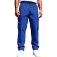 thumbnail image 2 of Domzle Men's Relaxed Fit Cargo Pants Straight Leg Casual Work Sweatpants with Pockets for Hiking Fishing Construction Royal Blue 3XL, 2 of 5