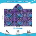 thumbnail image 2 of Purple and Blue Damask Pattern Hooded Bath Towel，60"x35" for Ages 3 To 12 Kids, Quick Dry Lightweight Soft Microfiber Hood Beach Towel Cover Up for Kids, 2 of 7