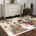 thumbnail image 3 of Area Rugs 2.7'x5', Beige Christmas Snowman Carpet for Living Room Bedroom Dining Room, Xmas Snowflake Elk Tree Balls Throw Kitchen Rugs Non Slip Washable Rectangle Indoor Outdoor Rugs, 3 of 8