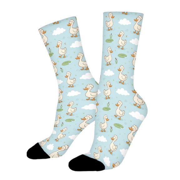 Cute Crested Duck Funny Novelty Crew Socks for Women Men Sports