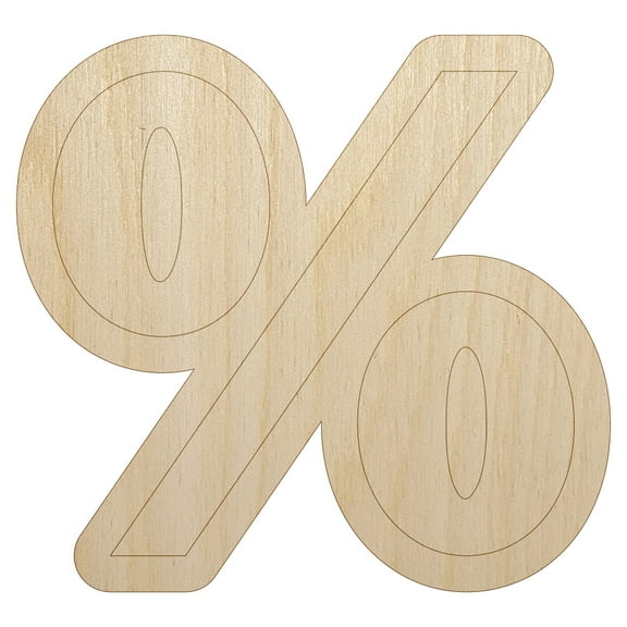Percent Symbol Wood Shape Unfinished Piece Cutout Craft DIY Projects - 4.70 Inch Size - 1/8 Inch Thick