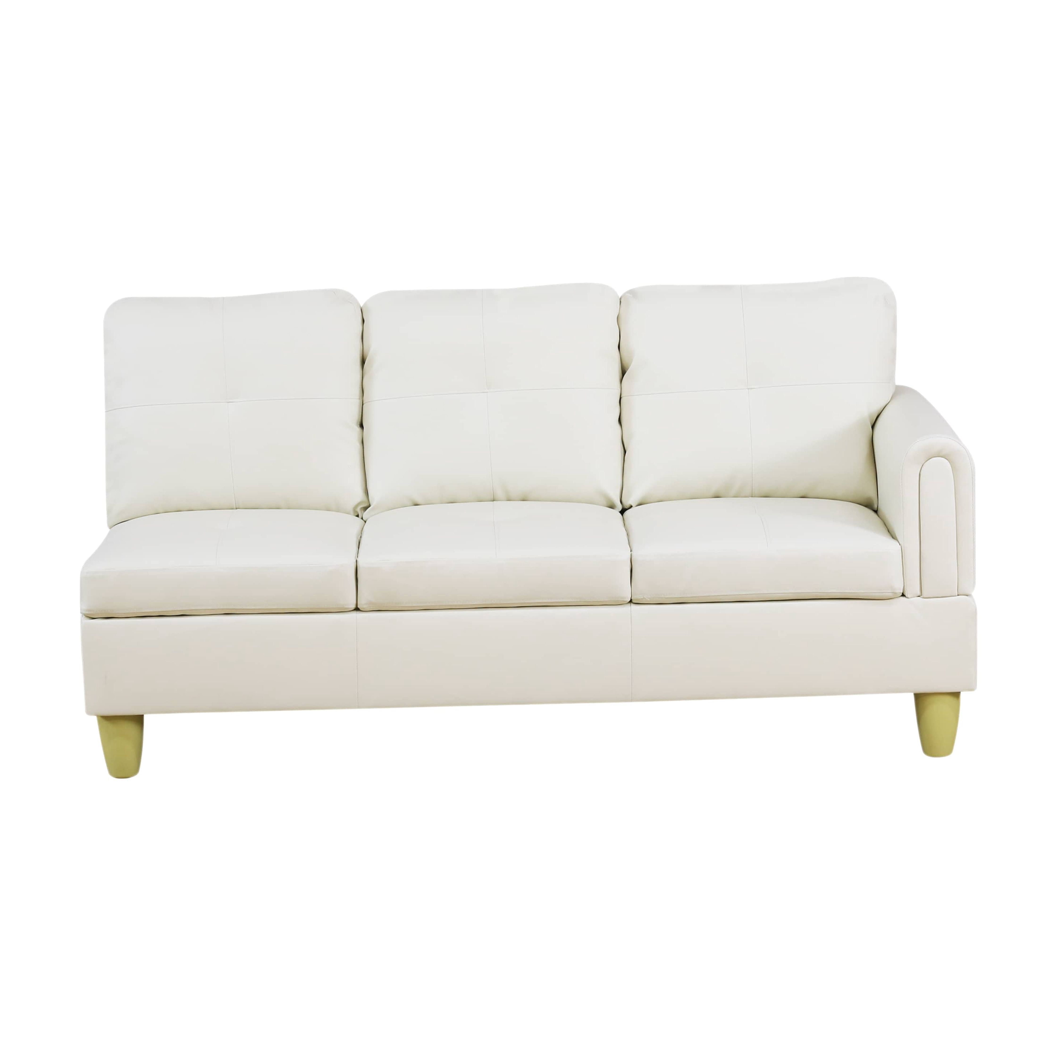 MAYEERTY White Modern 3-Piece Couch Crisp Tone Bright Fresh Living Room Ambiance