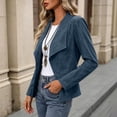thumbnail image 5 of Women's Faux Suede Leather Jackets Lapel Long Sleeve Open Front Outwear Stylish Casual Fall Winter Cardigan (M, Blue), 5 of 9