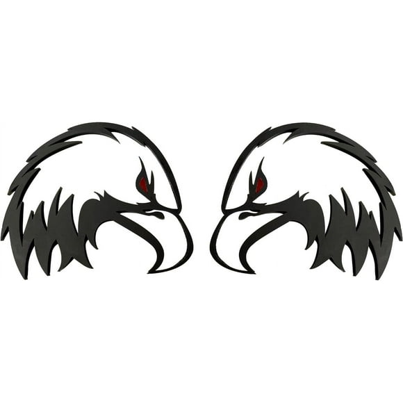 ORUYROP Pair 3D Red Eye USA Eagle Auto Car Emblem Decal Badge Hell Hawk Matte Black L3.5''xW2.9'' for Jeep Dodge GMC Chevy Ford Toyota J-S2AER-MB