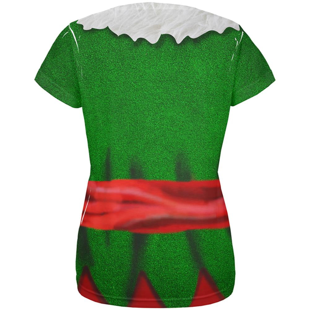 Christmas Elf Costume All Over Womens T Shirt Multi 2XL