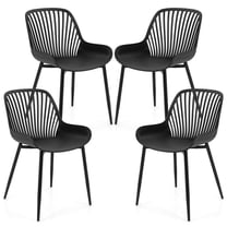 Giantex Dining Chair Set of 4, Modern Plastic Kitchen Chairs w/Metal Legs, Indoor Outdoor Armless Side Chairs