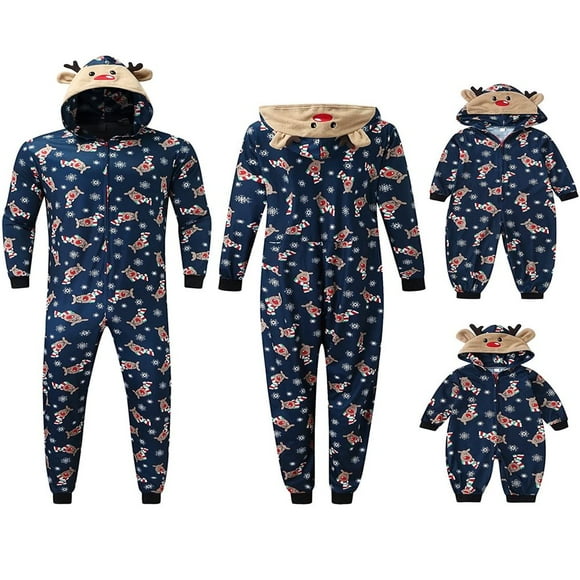 EIGTHTAIL Family Matching Christmas Pajamas Set Reindeer Onesies Hood Sleepwear for Adults Kids