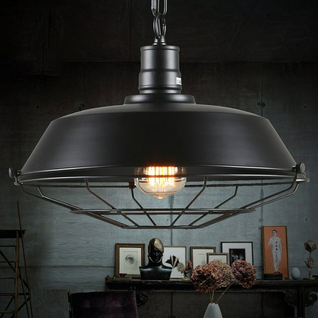 Fiudx Lámpara Colgante Industrial con Pantalla de Metal Vintage, Compatible con Bombillas Led/Edison, Fácil Instalación, Ideal para Dormitorio, Pasillo y Restaurante, Portalámparas E27, Diámetro de 2