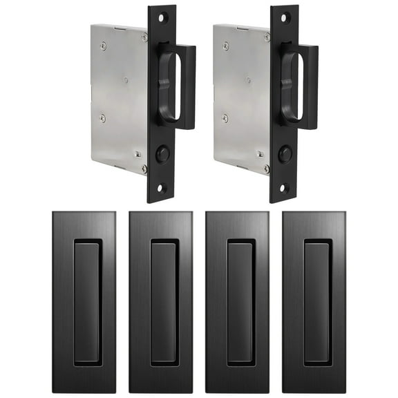 Pocket Door Pull Black, Zinc Alloy Invisible Side Mounted Pull Handle for Sliding Doors, Bathroom Pocket Door Hardware
