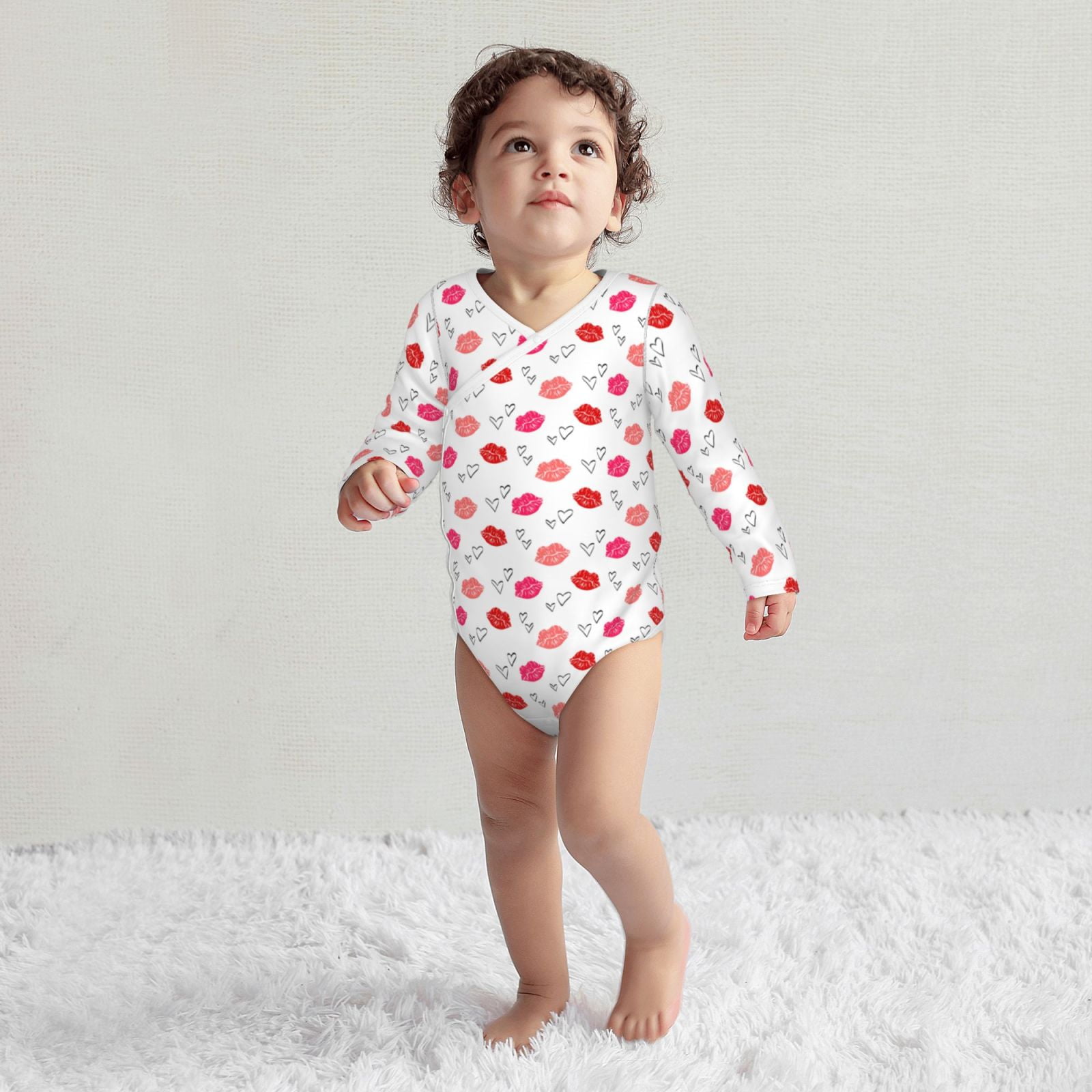 Xecao Red Lips 1 Print Baby unisex-baby Cotton Long-sleeve Bodysuits-3 Months