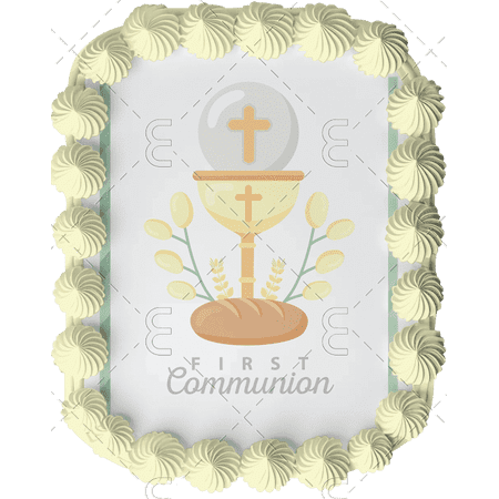 First Communion Edible Image Cake Topper for Half Sheet Cake, by Tnct. (1 Count)