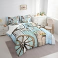 thumbnail image 3 of Feelyou Rustic Cabin Teens Bedding Comforter Set 7pcs, Blue Green Wooden Plank Queen Bedding Sets, Southwestern Style Reversible Queen Sheet Sets, Super Cozy Room Decor, 3 of 8