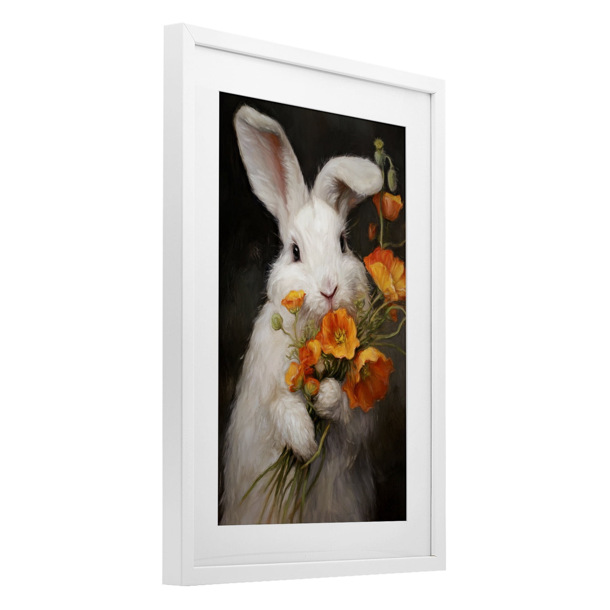 Stupell Industries Floppy Loves Her Poppies White Framed Print Under Glass, design by Tina LeCour