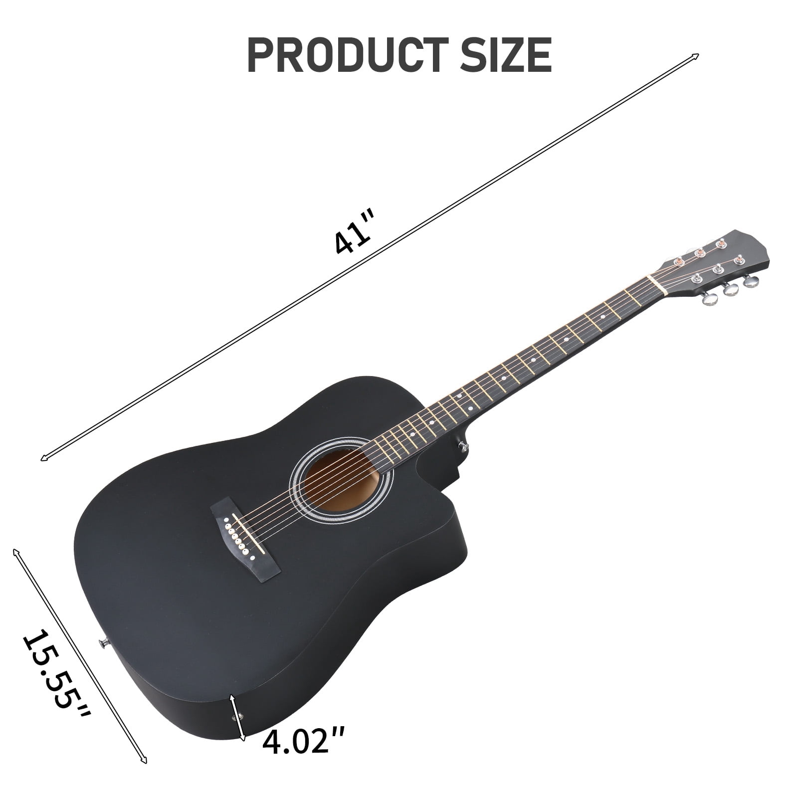 41 Inch Dreadnought Cutaway Acoustic-Electric Guitar with Built-In EQ Pickup, Basswood Body, 6 Steel Strings, Right-Handed for Beginners and Students