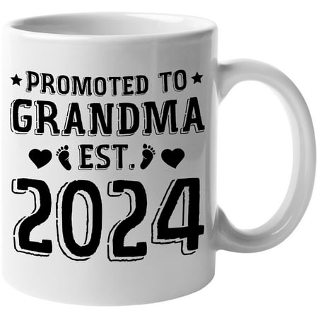

Promoted to Grandma Est. 2024 Baby Shower Party New Grandmother White 11oz Ceramic Mug