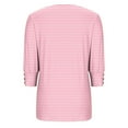 thumbnail image 6 of Jsaierl 3/4 Sleeve Womens Tops Summer Button Up Round Neck Shirts Cute Striped Ladies Blouses Going Out Dressy T-shirts Top S-3XL, 6 of 7