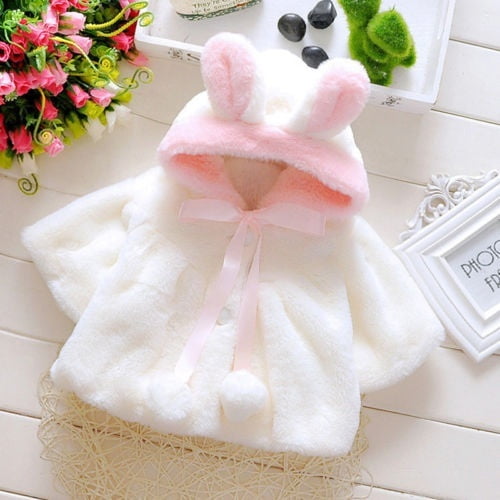 Cute Newborn Baby Girl Kids Hooded Coat Jacket Rabbit Bunny