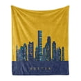 thumbnail image 1 of Boston Soft Flannel Fleece Throw Blanket, Iconic Buildings Flat City Illustration and Egg Yolk Color Sky, Cozy Plush for Indoor and Outdoor Use, 50" x 60", Earth Yellow Dark Blue, by Ambesonne, 1 of 6