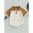 thumbnail image 2 of Bagilaanoe Newborn Baby Boy Rompers Contrast Color Short Sleeve Bodysuits 6M 12M 18M 24M Infant Casual One Piece Short Jumpsuit, 2 of 8