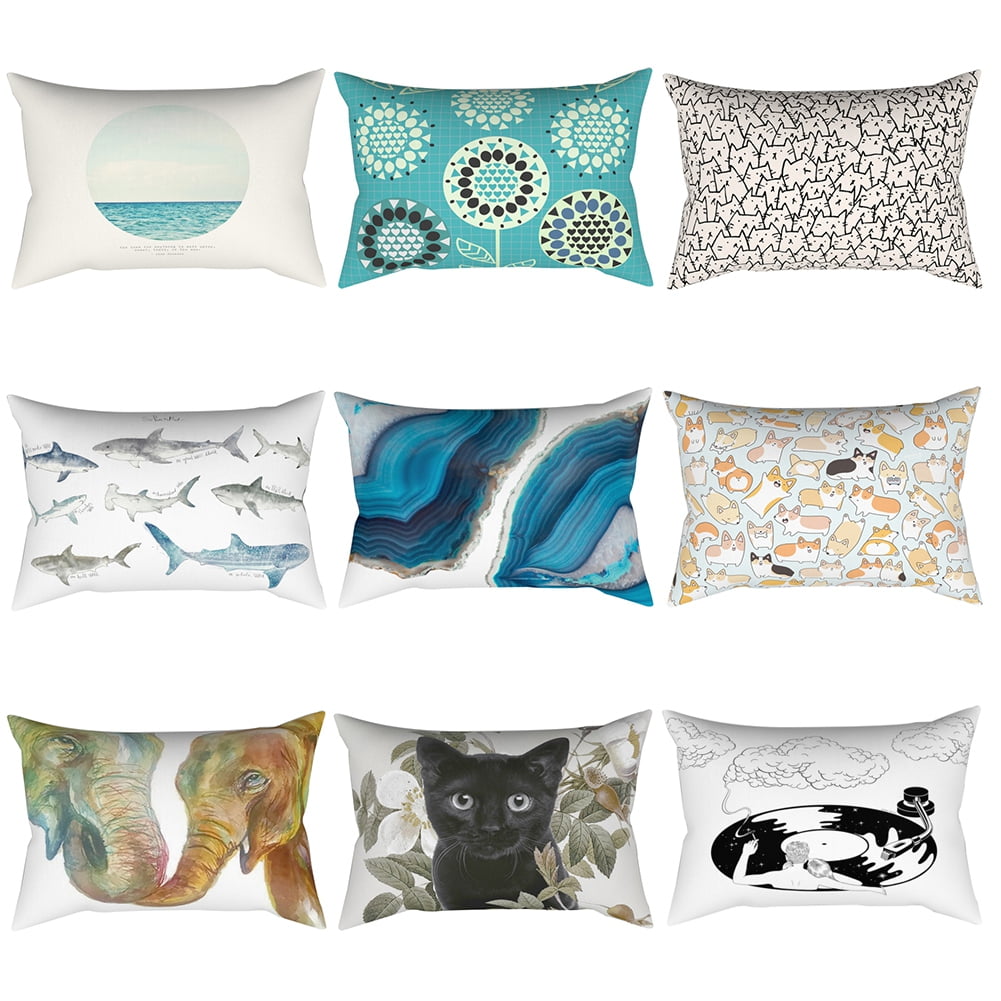 JW_ BL_ Ocean Shark Cat Dandelion Throw Cushion Cover Car Home Decor Pillow Ca 