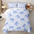 thumbnail image 2 of Erosebridal Blue Cute Bow-tie Bed Spread Queen for Boys Girls, Dreamy Princess Style Queen Coverlet Set, 3 Pieces, 2 of 7