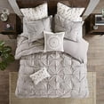 thumbnail image 3 of Ink+Ivy 3 Piece Elastic Embroidered Cotton Duvet Cover Set Gray Full/Queen, 3 of 4