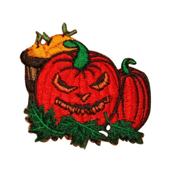ID 0804 Scary Jack O Lantern Patch Halloween Harvest Embroidered IronOn Applique