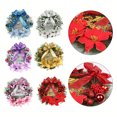 thumbnail image 2 of Guirnalda navideña de 30 cm para colgar en la puerta, decoración artificial con lazos de flores brillantes, guirnalda para decoración del hogar y el jardín, 2024, rosa y rojo, 2 of 5