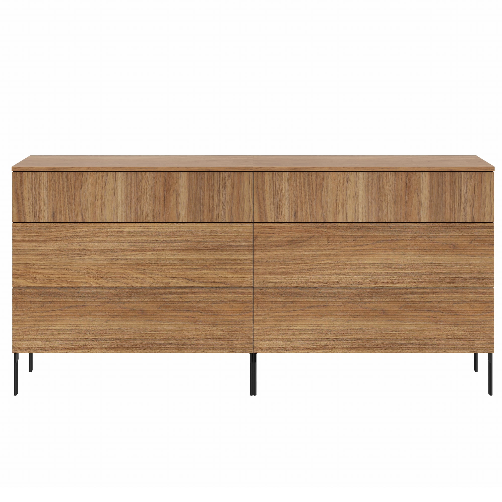 WAMPAT 63" Sideboard Cabinet Set with 6 Drawers, Modern Fluted Storage Cabinet with Push-to-Open Design, Large Credenza Buffet Cabinet for Dining Room, Living Room