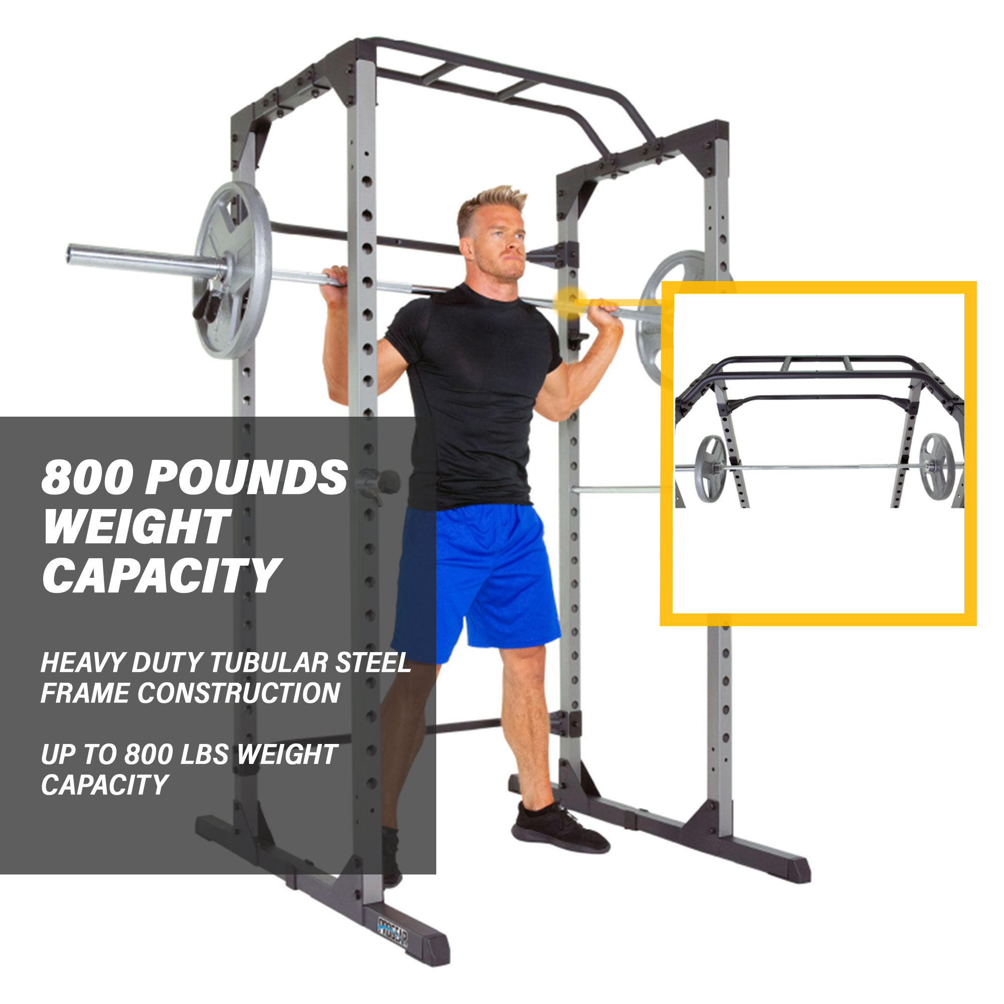 ProGear Squat Rack Power Cage with J-Hooks, Ultra Strength 800lb Weight Capacity, Optional Lat Pulldown Attachment - image 4 of 6