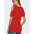thumbnail image 3 of Womens Summer Shirts V Neck Criss Cross Cold Shoulder Tops Blouse, 3 of 4